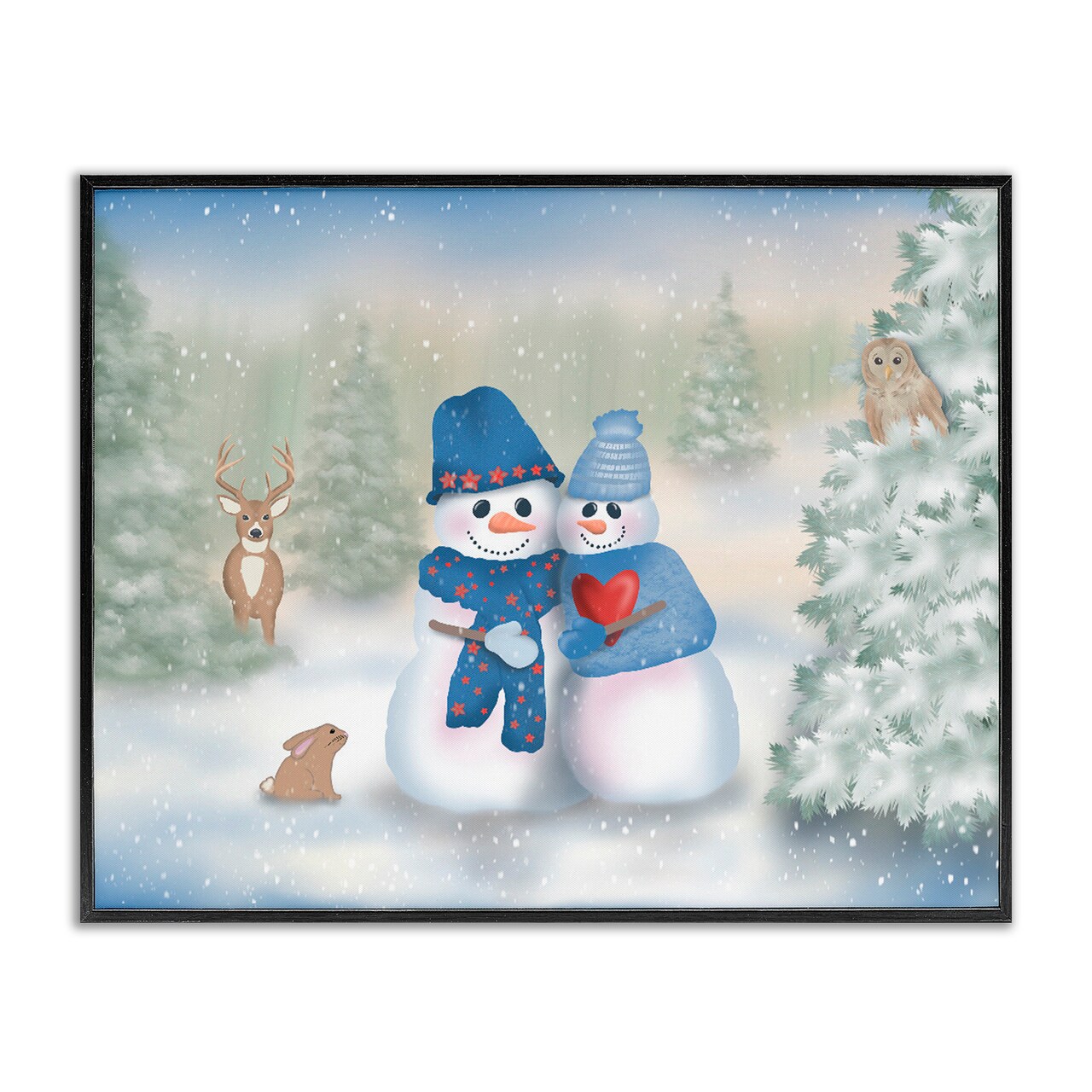 Stupell Industries Snow In Love Snowman Couple Black Framed Giclee Art, design by Lynn Kellan